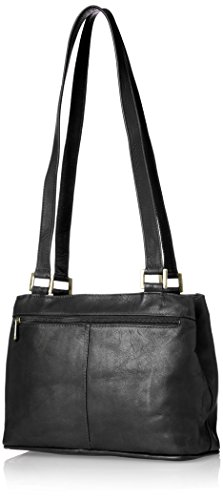 Double Compartment Shoulder Bag, Black, One Size2