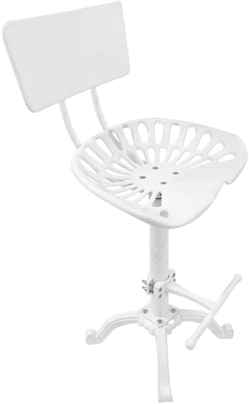 Carolina Classic August Tractor Seat Stool with Back in White