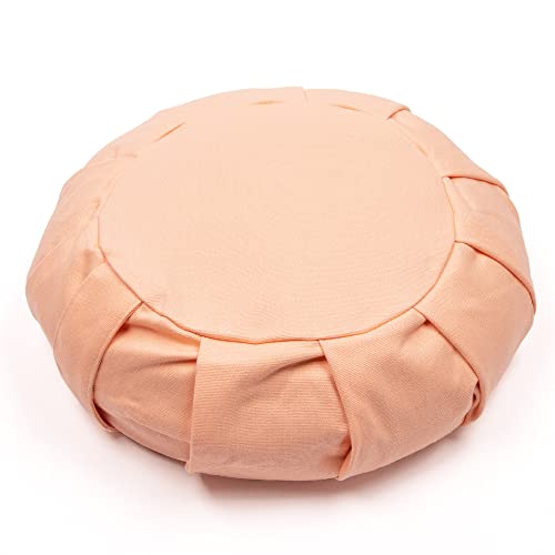 Myga RY1156 - Zafu Yoga Meditation Cushion with Washable Cover - Floor Cushion Pillow with Natural Buckwheat Filling - Soft Round Cotton Design - Pink