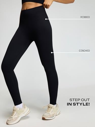 Image of CAVA Seamless Cinched Leggings for Women | High Stretch, Ribbed Waistband, Compression Fit, Moisture-Wicking | Sculpting Activewear Bottoms