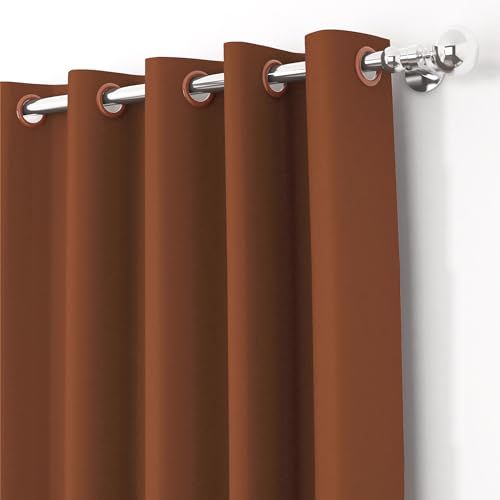 Image of Story@Home 100% True Blackout Window Curtains 5 Feet Set of 1, Brown