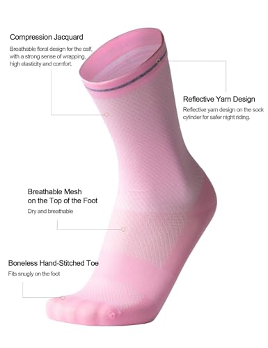 Image of INBIKE 3 Pairs Cycling Socks Women Breathable Athletic Bike Socks for Running Mountain Biking Riding