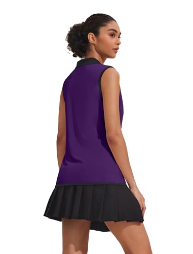 Image of COOrun Women's Golf Polo T Shirts Lightweight Moisture Wicking Sleeveless Shirt Quick Dry Zipper Tank Top