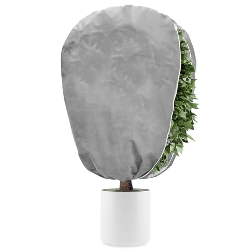DEWUR 50g /m² Vlies Winterschutz für Pflanzen Kübelpflanzen Frostschutz Jutesack für Palmen Tomaten Zitronenbaum Oleander Plant Hanfpalme (Grau 80x100cm)