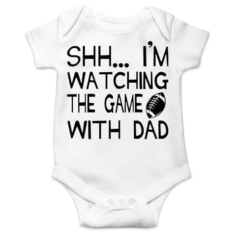 AW Fashions Shh... I'm Watching The Game With Dad Baby Bodysuit Funny Infant Clothes Romper Boy Clothes (Newborn, White) Cover