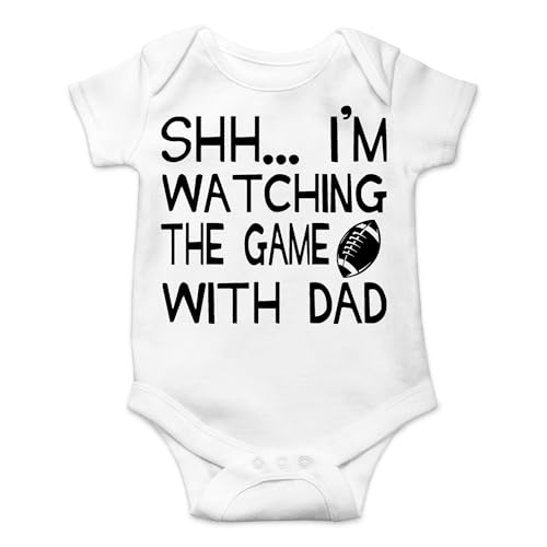 Image of AW Fashions Shh... I'm Watching The Game With Dad Baby Bodysuit Funny Infant Clothes Romper Boy Clothes