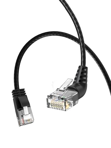 CableCreation Cat6A UTP Ethernet ultra-mince Cable-10Gbps,500MHz,360°Rotatable RJ45 Connecteur à tête droite,32AWG,Corde haute vitesse pour jeux, imprimante, Xbox, roulette,TV,PC(2m/6.6pi)