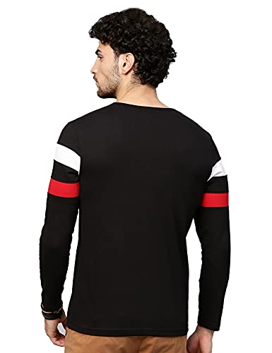 Image of EYEBOGLER Men's Striped Regular fit T-Shirt (T19 Black White Red S)