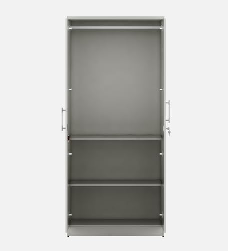 Image of Spacewood Carnival Wardrobe | 3 Year Warranty | Almirah, Cupboard, Almari, 2 Door Wardrobe with Mirror, 1 Hanging Space|Engineered Wood| Kingston White