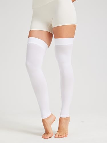 Image of NURCOM 15-20 mmHg Compression Stockings for Women & Men, Footless Thigh High Compression Sleeves with Dot Silicone Band, Graduated Support Pressure Stockings-Ideal for Athletic, Medical, Travel Use