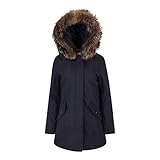 LaVelache Arctic Parka Damen Winter Jacke Mantel Echt Fell Pelz Schwarz (M)