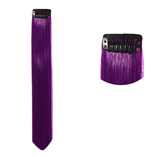 Image of Reusable Coloured Hair Streaks Extensions For Women Hair Coloured Hair Extension For Girls Set of 2 Pcs (Purple)