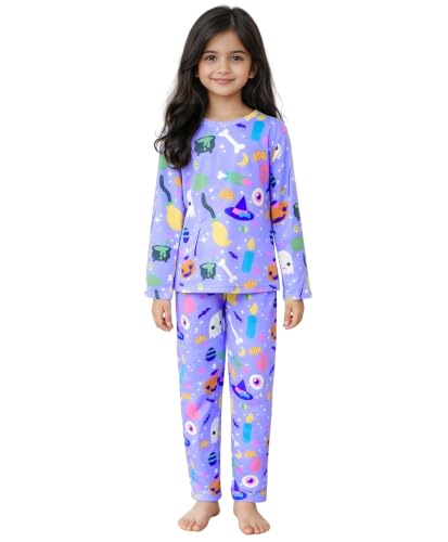 Image of Anthrilo Pure Cotton Printed Pyjama Set for Girls | Sleepwear | Night Suit, Night Wear | Long Sleeves T-Shirt & Pyjama | Regular Wear | 0-14 Years