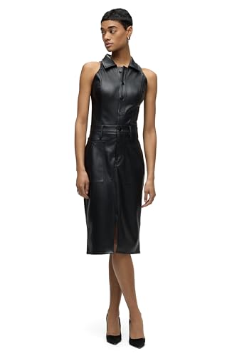 Image of Hudson Women's Sleeveless Collared Halter Utility Dress with Pockets