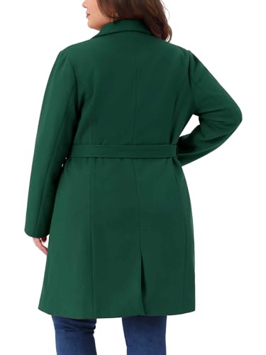 Image of Agnes Orinda Women Plus Size Lapel Double Breasted Belted Winter Coats