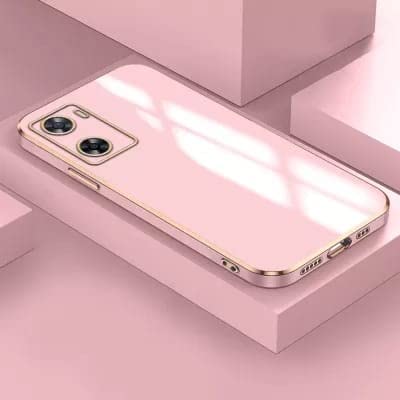 Image of Apurb Store for Oppo A77 5G Plating Square Gold Frame Phone Case Luxury Soft Silicone Back Cover (for Oppo A77 5G, Pink)