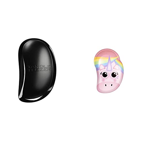 Tangle Teezer | The Salon Elite Detangling Hairbrush | Midnight Black & The Original Mini Detangling Hairbrush for Wet & Dry Hair | Perfect for Kids & Travelling | Rainbow The Unicorn