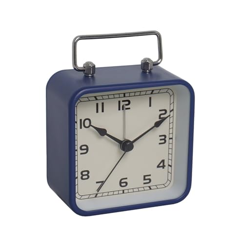 Reloj despertador mesilla azul analógico con segundero continuo silencioso 2