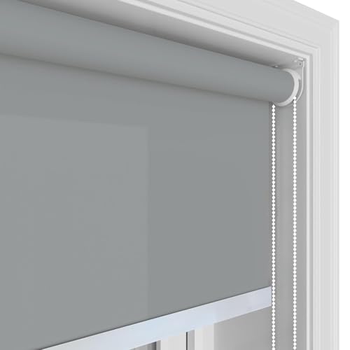 Image of Roller Blinds for Windows 70 Inch W X 72 Inch L | Light Filtering Roll-Up Shades Sun UV Protection for Home & Office Grey | Heavy Duty in 38 MM Pole