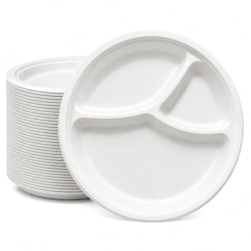 Quick Fresh Bio Degradable Compartment Plate 9'' inch, Pack of 10