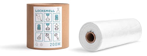 LOCKSMELL recharge de poubelle à couches (200m) compatible avec Tommee Tippee et autres cartouches de poubelle à couches + TUBE RECHARGE