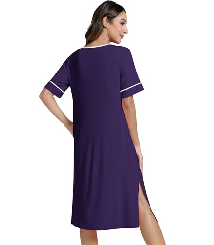 Image of NACHILA Bamboo Viscose Nightgowns for Women Cooling Night Gown with Pockets