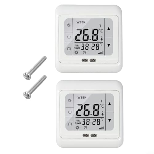 Paquete doble de termostatos programables de pantalla táctil para un control eficiente de la temperatura bajo el suelo