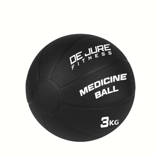 Image of DE JURE FITNESS Medicine Ball | Rubber Exercise Ball with Textured Grip | Full Body Workout Ball for Core Strength, Balance, Functional Training | Upper & Lower Body Home Gym Equipment - 3 KG