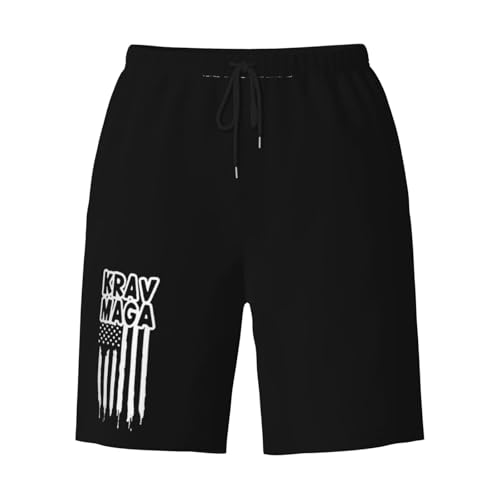 Krav MAGA American Flag Men's Quick-Dry Board Shorts 7" - Swim Trunks Summer Hawaii Beach2