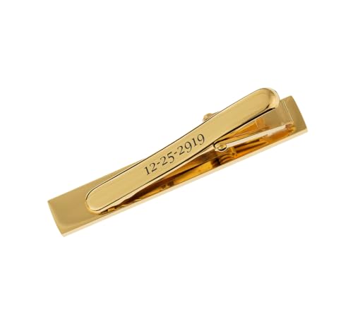 Personalized Gold Beveled Edge Cufflinks & Tie Clip Set Monogram Custom Engraved Free - Ships From USA3