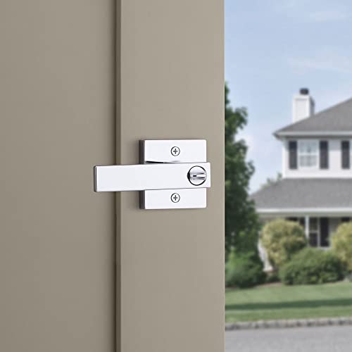Image of Kwikset Singapore Entry Door Handle with Lock and Key, Secure Keyed Reversible Lever Exterior, Doorlock, For Front Entrance and Bedrooms, Polished Chrome, Pick Resistant Smartkey Rekey Security