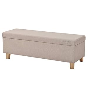 Eazbridge Beige Faltbare Sitzbanktruhe mit Holzbeinen