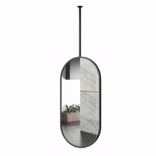 XQ-Gforward Black Metal Pole Ceiling Suspended Mirror, Wall Mounted Suspended