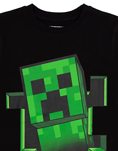 Minecraft T Shirt Boys Creeper Inside Black Short Sleeve Gamer Top 7-8 Years #TOP2