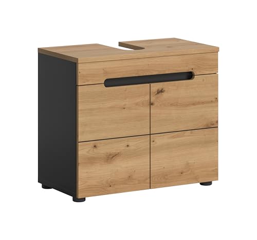 xonox.home - Waschbeckenunterschrank Canu 63x55x34 cm in Front Basalt grau Nb Korpus Artisan Nb - Badunterschrank Waschtischunterschrank - modern und funktional