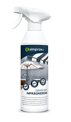 simprax® Markisen Imprägnierung - Imprägnierspray zum Langzeitschutz von Markisen, Sonnenschirmen und Sonnensegeln - Anti Grünbelag - UV-stabil - 500ml