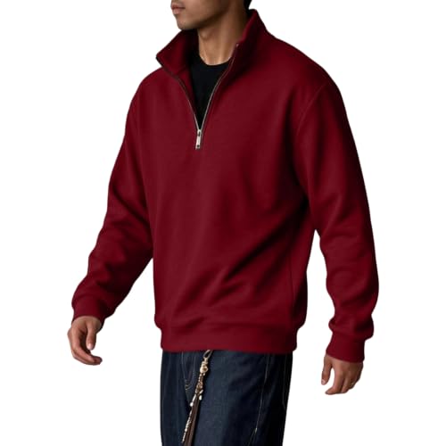 Men's Quarter Zip Pullover Mockneck Polo Neck 1/4 Zipper Fleece Pullover - image 3