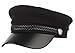 GEMVIE Unisex Classic British Flat Top Fisherman Hat Cotton Breton Fiddler Hat (Black-1)