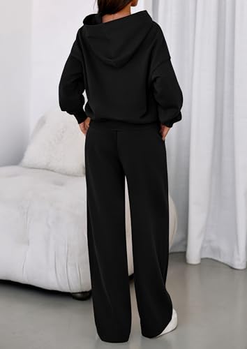 Image of PRETTYGARDEN Womens Sweatsuits 2 Piece Set 2026 Casual Winter Long Sleeve Hoodie Loose Wide Leg Sweatpants Fall Tracksuit