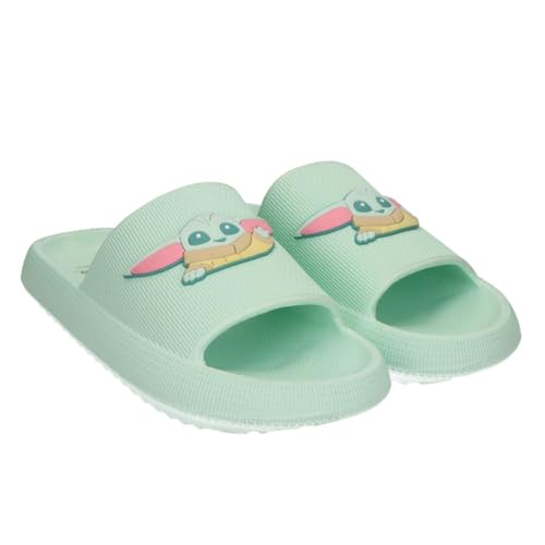 Star Wars Mandalorian Marvel Herren Jugendliche Badeschuhe bequeme Sommer-Slides 100% EVA - Rutschfest Badelatschen (Grün EU Schuhgrößensystem Erwachsene Numerisch (von/bis) M 42 43)