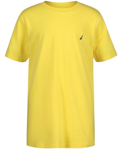 Nautica Boys Short Sleeve Solid Crew Neck T-Shirt Soft Comfortable Relaxed Fit Aspen Yellow 14-16