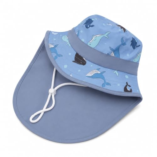 Image of VRITRAZ Sun Protection UPF50+ Bucket Hat Toddler Summer Beach Play Hats with Neck Flap for Girl, Boy, Kids Summer Hat, Bucket Hat for Kids Ages 3-10 Years