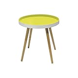 Design élégant : Cette table d'appoint ronde en bois et MDF laqué vert anis et blanc est parfaite pour ajouter une touche de couleur et de modernité à votre intérieur