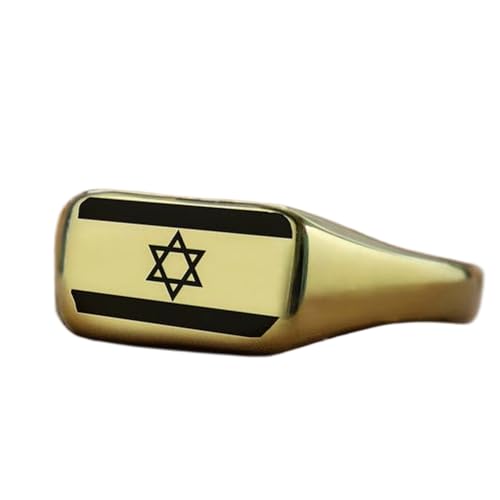 Chevalière drapeau d'Israël en argent 925 plaqué or massif