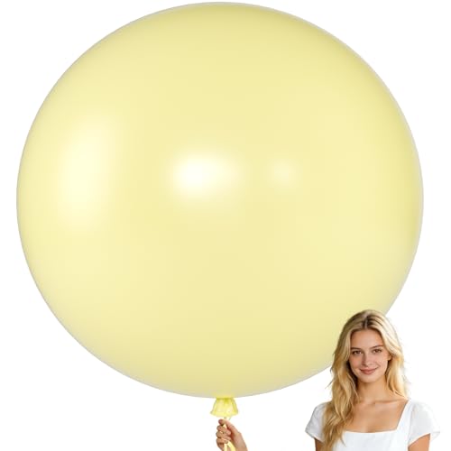 Image of KALOR 9 Pcs 36 Inch Large Pastel Yellow Big Giant Round Latex Balloons