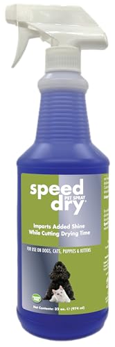 ShowSeason Speed Dry Pet Finishing Spray 32 oz - Cuts Drying Time in Half Saves Time and Money Professional Grade Drying Aid Leave-in Conditioner Shine Booster Made in The USA