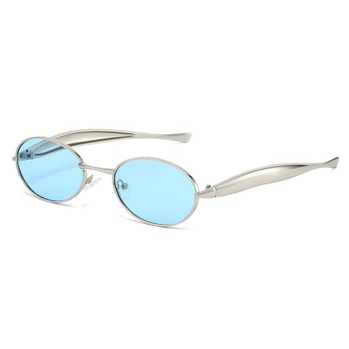 SUNBSR Retro Oval Sunglasses for Women Men Trendy 70s Gold Sun Glasses