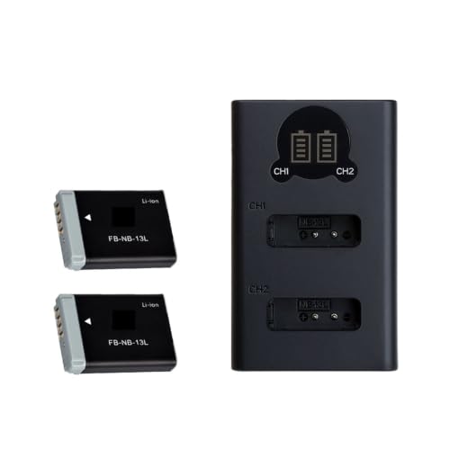 Batería NB-13L para Canon G7X Mark II con cargador USB dual para cámaras SX720 HS y G9X