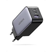 UGREEN Nexode 65W Caricatore USB C, 3 Porte di Ricarica Rapida, Compatibile con MacBook Air, iPhone...