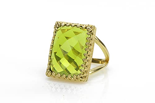 Bague péridot or 14k fiançailles mariage bijoux personnalisés femme